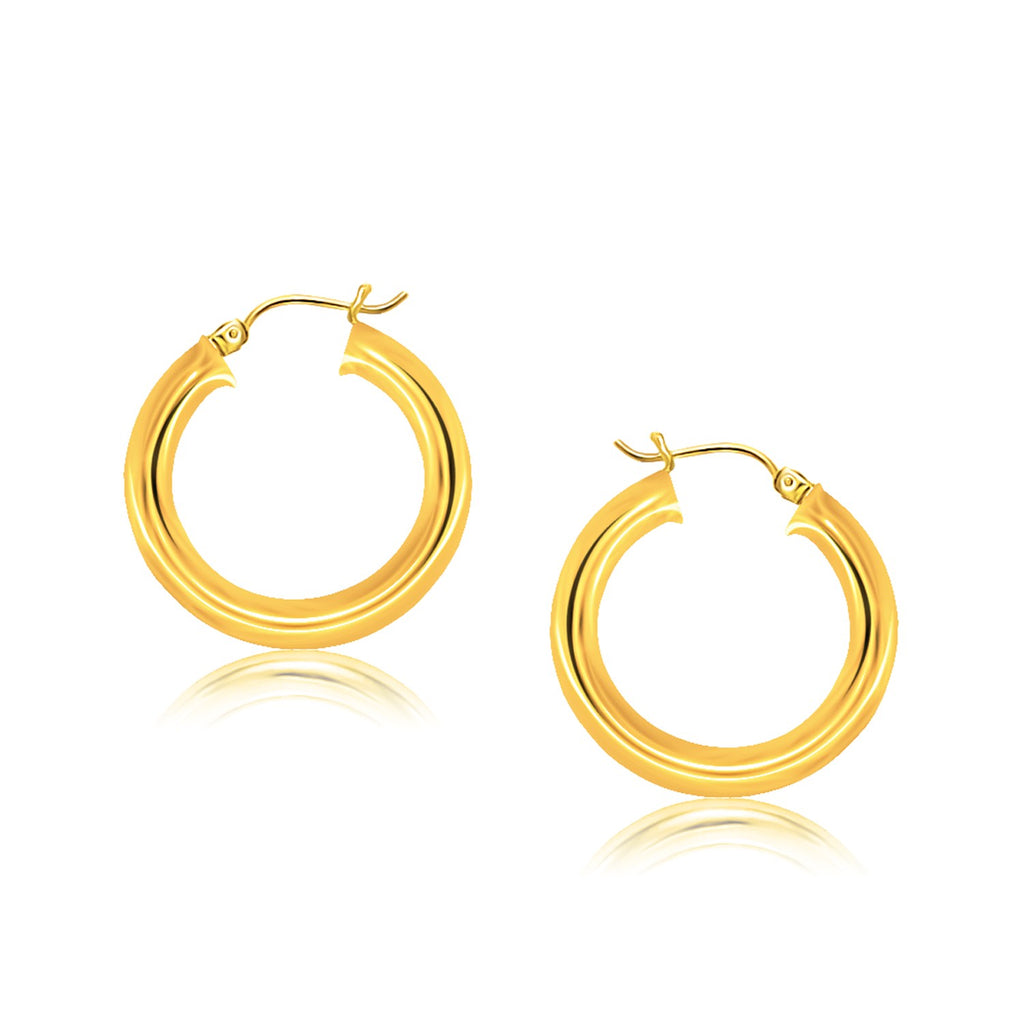 Yellow Gold 14k 30 mm Polished Hoop Earrings with Snap Lock Backing