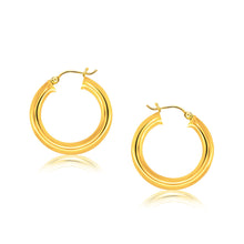 Load image into Gallery viewer, Yellow Gold 14k 30 mm Polished Hoop Earrings with Snap Lock Backing