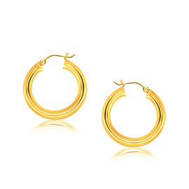 Yellow Gold 14k 30 mm Polished Hoop Earrings with Snap Lock Backing