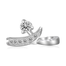 Load image into Gallery viewer, Sterling Silver Rhodium Plated Crossover Cubic Zirconia Accented Toe Ring