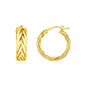 Yellow Gold 14k Braided Hoop Earrings in Hinged Snap Back for Any Ocassions