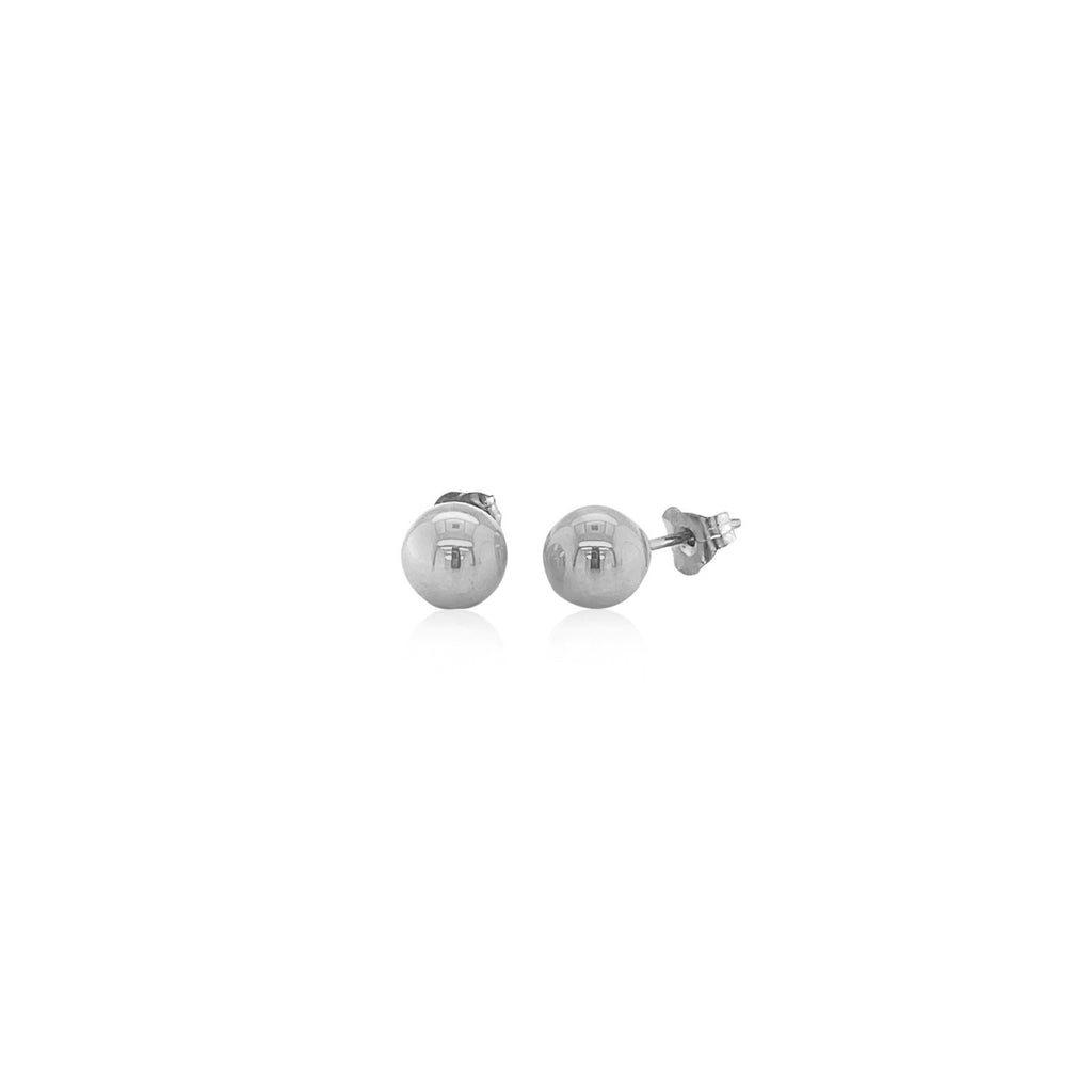 White Gold 14k 6.0 mm Classic Round Stud Earrings