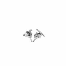 Load image into Gallery viewer, White Gold 14k Texture Bar Earrings