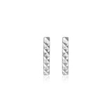 White Gold 14k Texture Bar Earrings