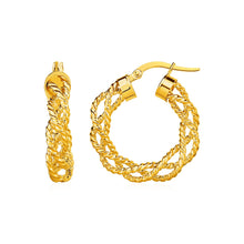 Load image into Gallery viewer, Textured Braided Hoop Earrings in 14k Yellow Gold