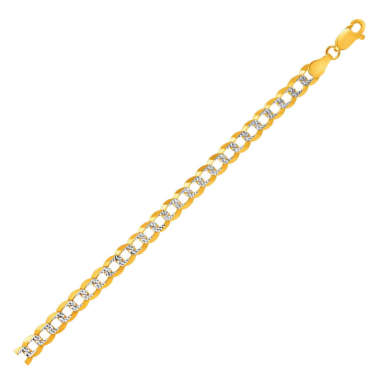 Two Tone Gold 5.7mm 14k Pave Curb Chain