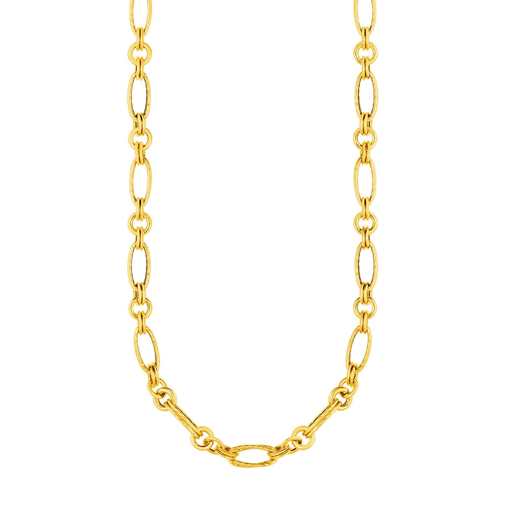 Yellow Gold 14k Twisted and Polished Women's Link Necklace