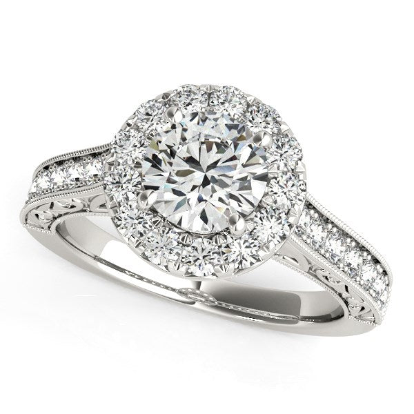 White Gold 14k Round Diamond Stylish Shank Engagement Ring