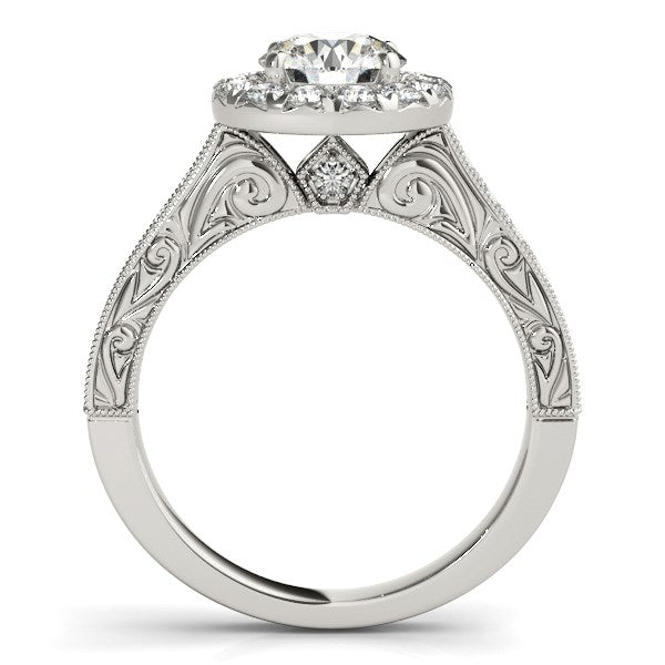 White Gold 14k Round Diamond Stylish Shank Engagement Ring