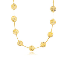 Load image into Gallery viewer, Yellow Gold 14k Women&#39;s Textured Disc Long Layering Necklace