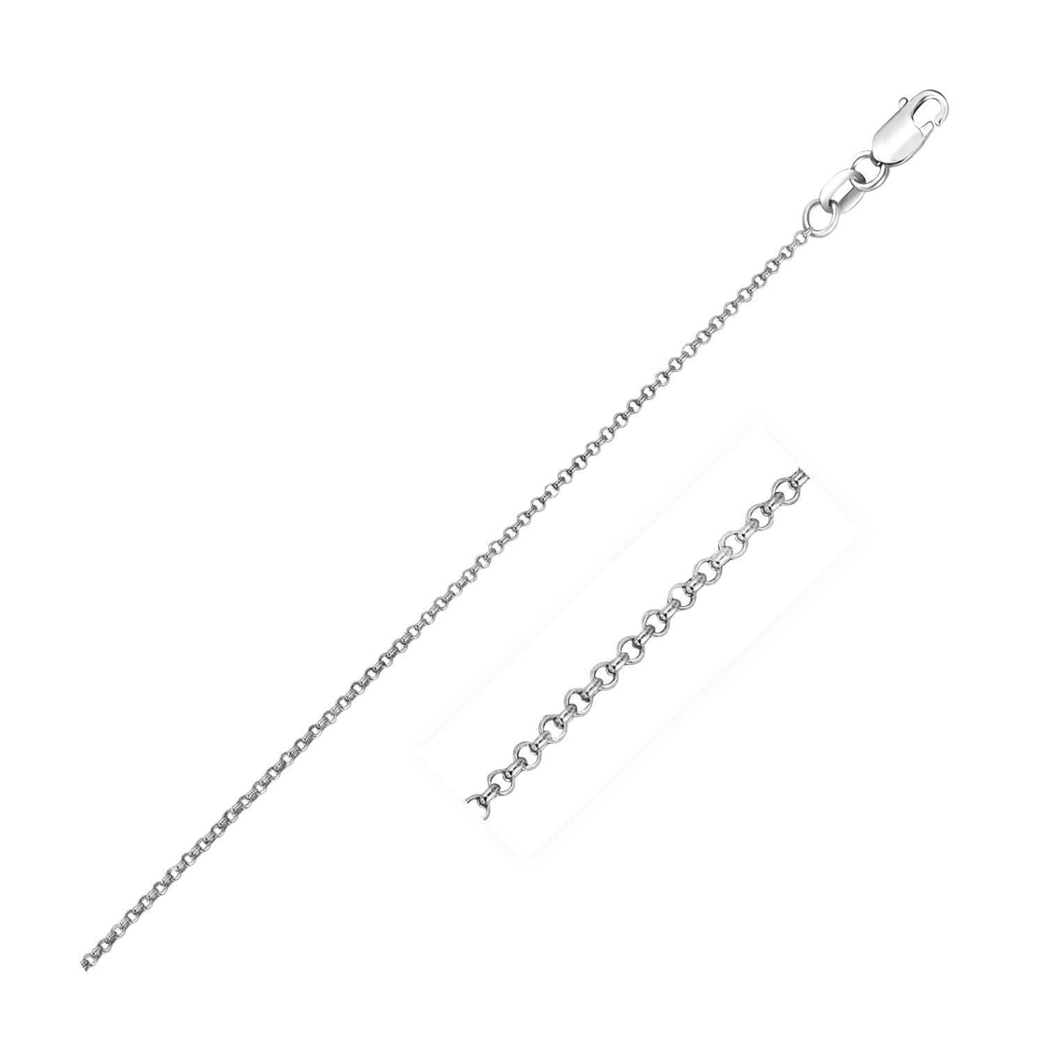 White Gold 14k 1.1mm Diamond Cut Rolo Chain with Lobster Clasp