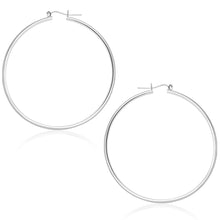 Load image into Gallery viewer, White Gold 14k 45 mm Polished Hoop Earrings with Snap Lock Backing