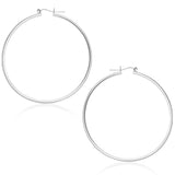 White Gold 14k 45 mm Polished Hoop Earrings with Snap Lock Backing