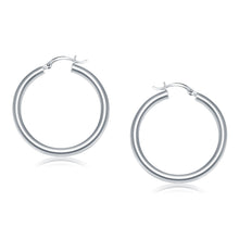 Load image into Gallery viewer, White Gold 14k 40 mm Polished Hoop Earrings with Snap Lock