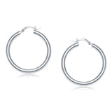 White Gold 14k 40 mm Polished Hoop Earrings with Snap Lock