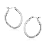 Sterling Silver Twist Design Oval Shape Hoop Earrings