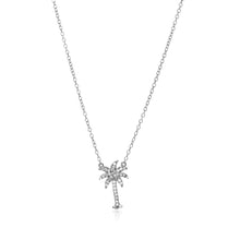 Load image into Gallery viewer, Sterling Silver Palm Tree Necklace with Cubic Zirconias