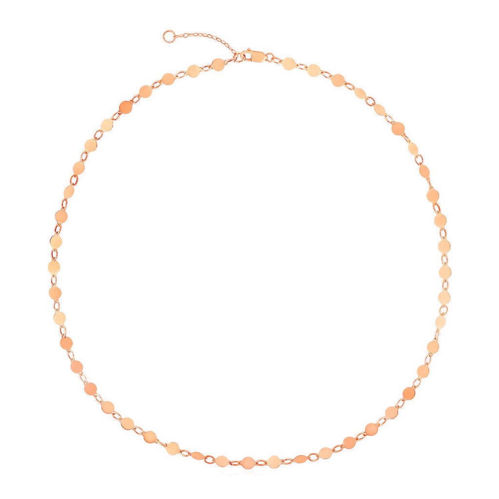 Rose Gold 14k Women's Link Necklace with Polished Circles