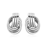 Polished Love Knot Earrings with Interlocking Rings in Sterling Silver