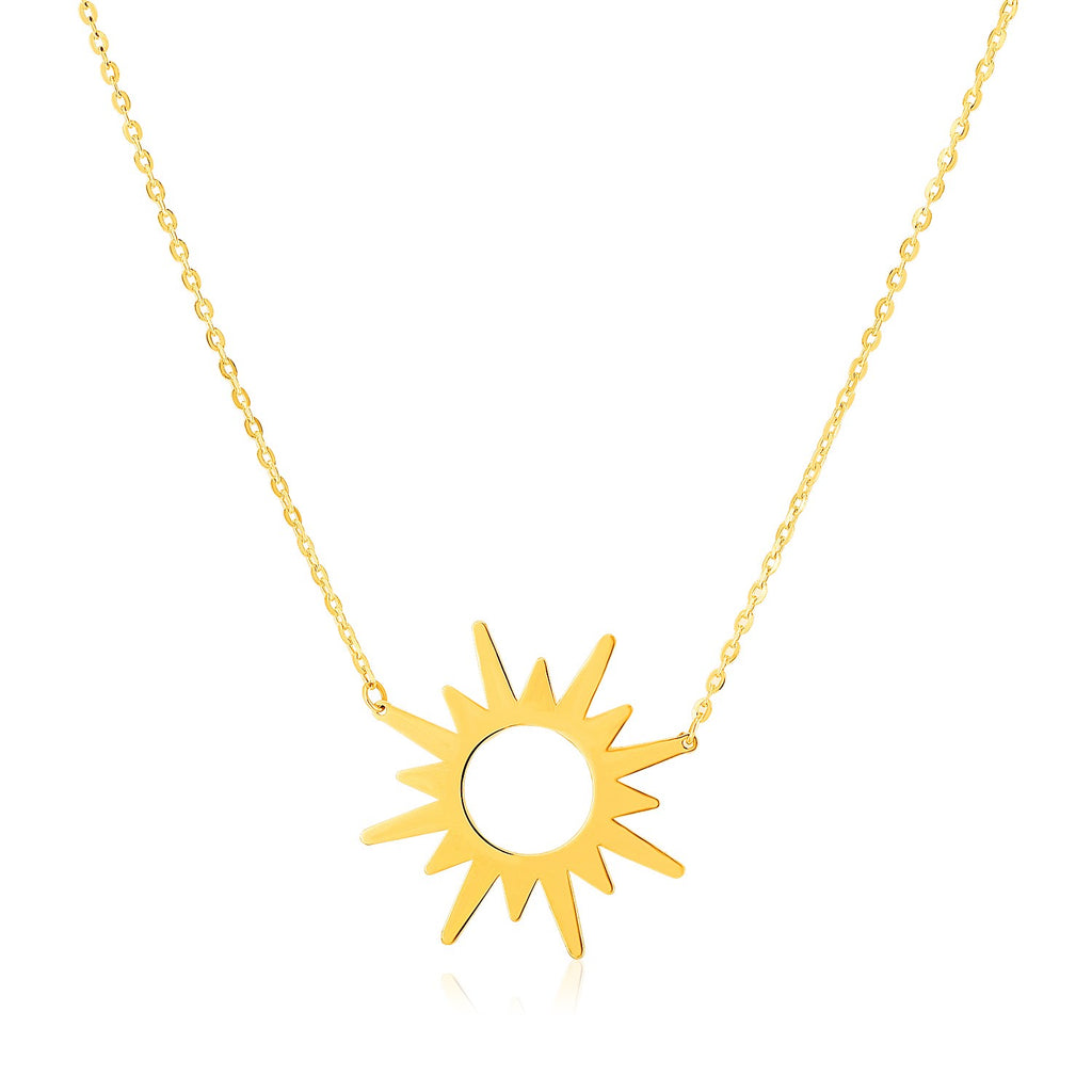 Yellow Gold 14k Sunburst Women's Link Necklace