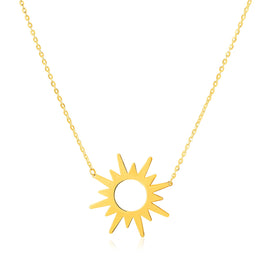 Yellow Gold 14k Sunburst Women's Link Necklace