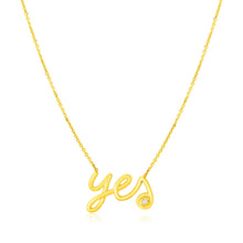 Load image into Gallery viewer, 14K Yellow Gold Yes Necklace with Diamond