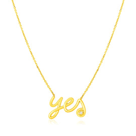 14K Yellow Gold Yes Necklace with Diamond