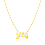 14K Yellow Gold Yes Necklace with Diamond