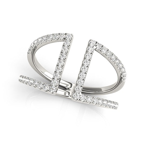 White Gold 14k Open Style Dual Band Ring with Diamonds