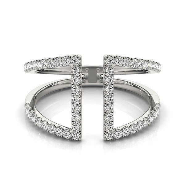 White Gold 14k Open Style Dual Band Ring with Diamonds