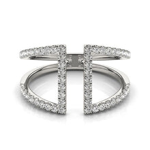 Load image into Gallery viewer, White Gold 14k Open Style Dual Band Ring with Diamonds