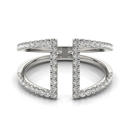 White Gold 14k Open Style Dual Band Ring with Diamonds