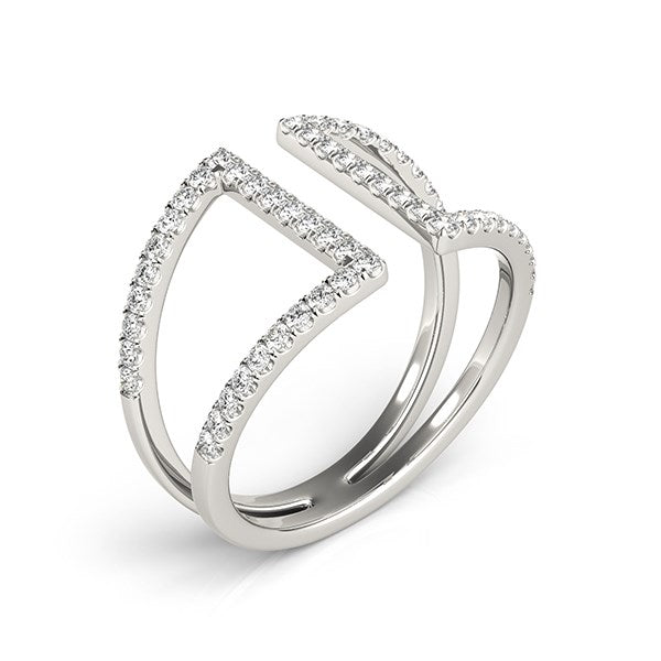 White Gold 14k Open Style Dual Band Ring with Diamonds