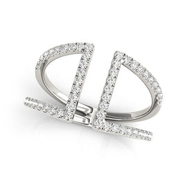 White Gold 14k Open Style Dual Band Ring with Diamonds
