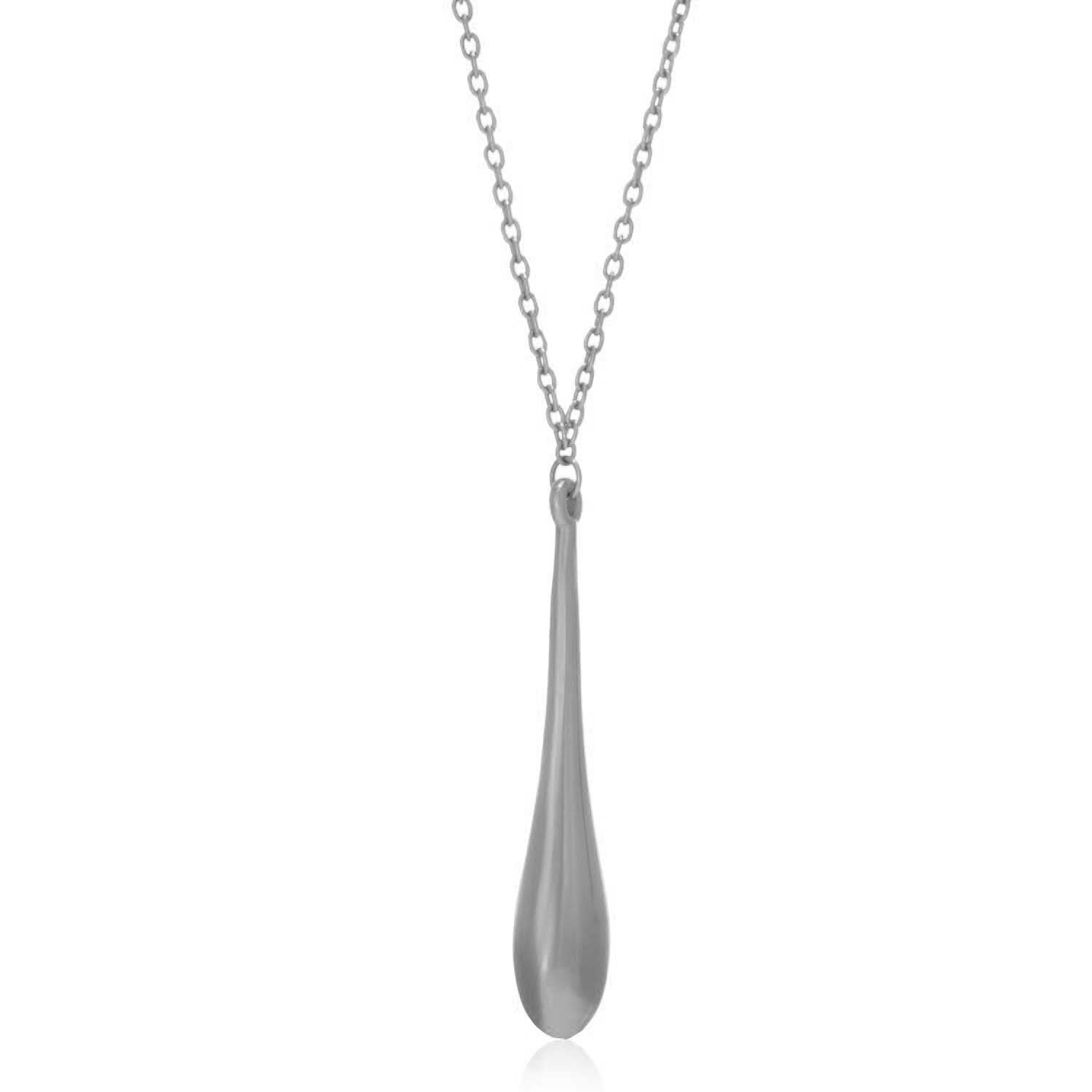 White Gold 14k Crafted Teardrop Shape Long Pendant in Lobster Clasp