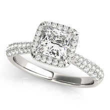Load image into Gallery viewer, White Gold 14k 1 Halo Pave Band Diamond Engagement Ring