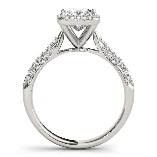 White Gold 14k 1 Halo Pave Band Diamond Engagement Ring