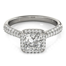 Load image into Gallery viewer, White Gold 14k 1 Halo Pave Band Diamond Engagement Ring