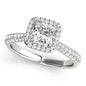 White Gold 14k 1 Halo Pave Band Diamond Engagement Ring