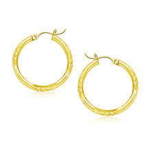 Load image into Gallery viewer, Yellow Gold 14k 20mm Diamond Cut Hoop Earrings with Snap Lock Backing