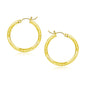 Yellow Gold 14k 20mm Diamond Cut Hoop Earrings with Snap Lock Backing