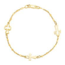 Load image into Gallery viewer, 14k Yellow Gold Symbolic Cross Bracelet