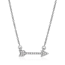 Load image into Gallery viewer, White Gold 14k 18 inch Women&#39;s Necklace with Gold and Diamonds Arrow
