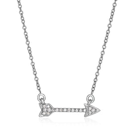 White Gold 14k 18 inch Women's Necklace with Gold and Diamonds Arrow