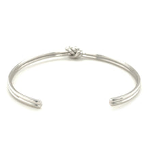 Load image into Gallery viewer, Sterling Silver Rhodium Plated Knot Design Slim Open Cuff