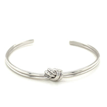 Load image into Gallery viewer, Sterling Silver Rhodium Plated Knot Design Slim Open Cuff
