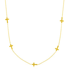 Load image into Gallery viewer, Yellow Gold 14k Women&#39;s Chain Necklace with Cross Stations