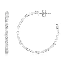 Load image into Gallery viewer, Sterling Silver Hoop Earrings with Round and Marquise Cubic Zirconias for Any Ocassions