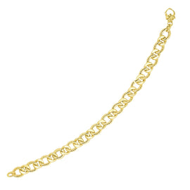 Yellow Gold 14k Women's Curb Chain Design with Diamond Cuts Bracelet