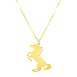 Yellow Gold 14k Women's Link Necklace with Horse
